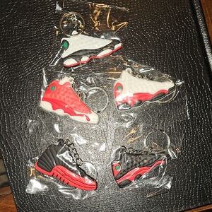 Kids Nike Sneaker Keychain Set - Red, Black, White